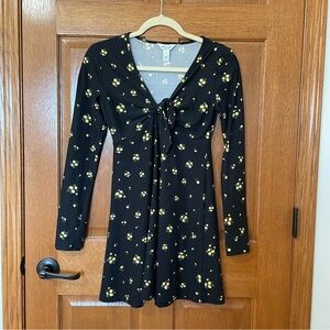 Black Long Sleeve Mini Dress